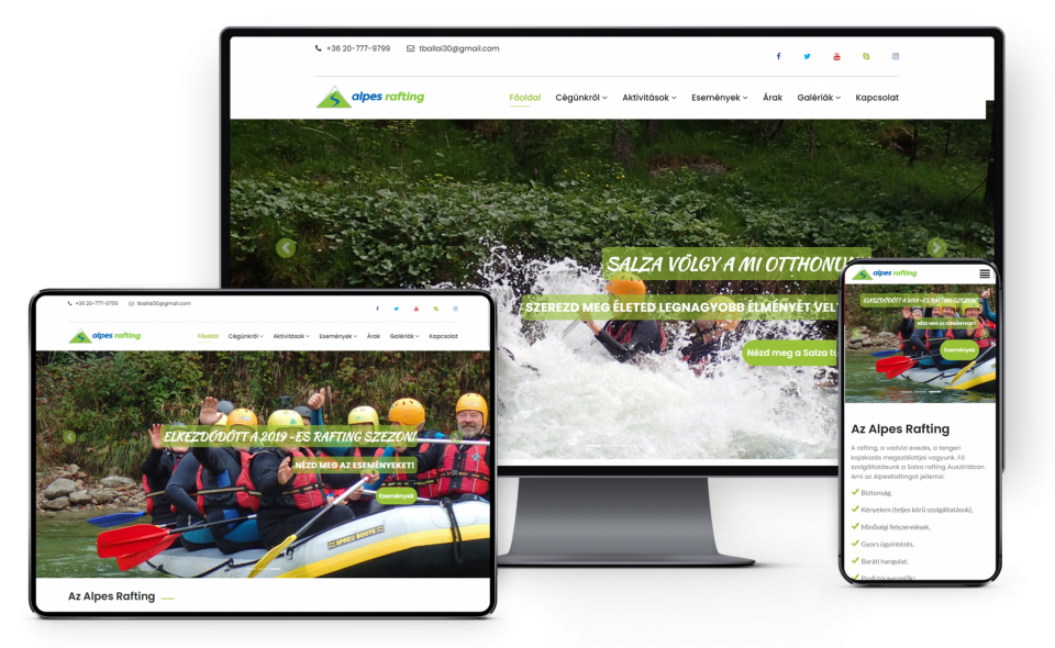 Alpes Rafting Kft számára weboldal készítés