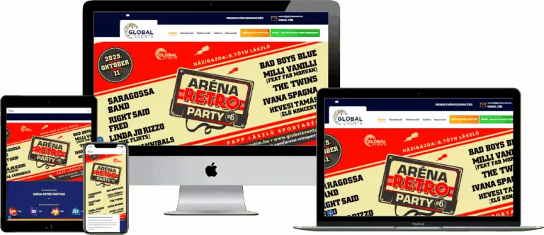 Global Events Kft. Weboldal, reszponzív nézet