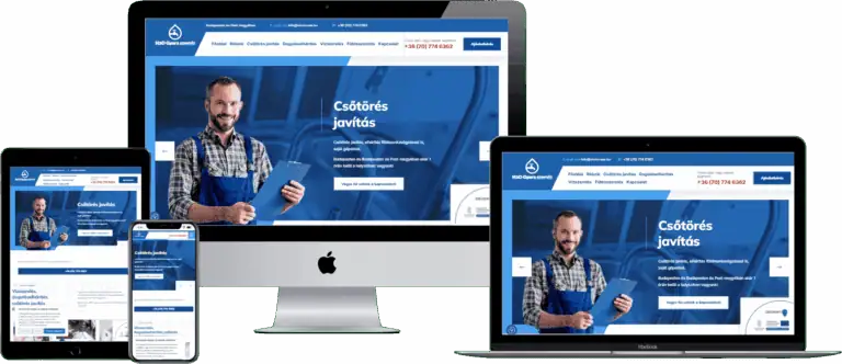 H2O Gyorsszerviz Kft Weboldal, reszponzív nézet