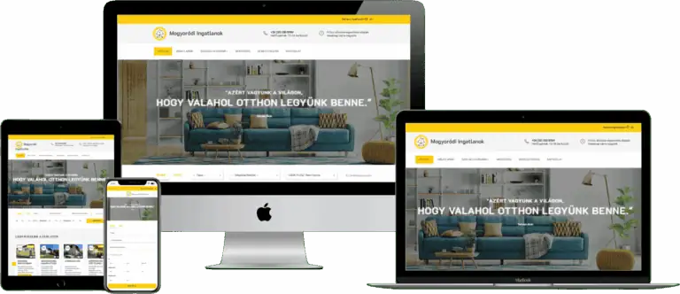 Mogyoródi Ingatlanok Weboldal, reszponzív nézet