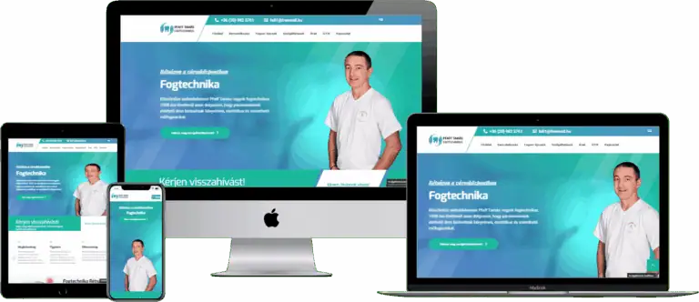 Pfaff Tamás fogtechnikus weboldal, reszponzív nézet