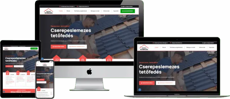 Príma Tetőfedő Bt Weboldal, reszponzív nézet