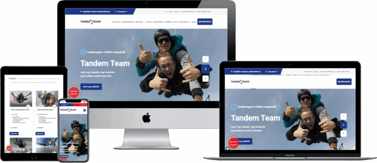 Tandem Team Kft weboldala, reszponzív nézet