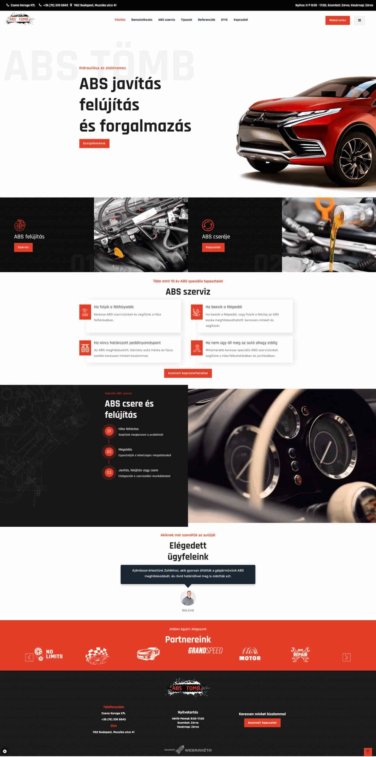 ABS szerviz, referencia honlap.