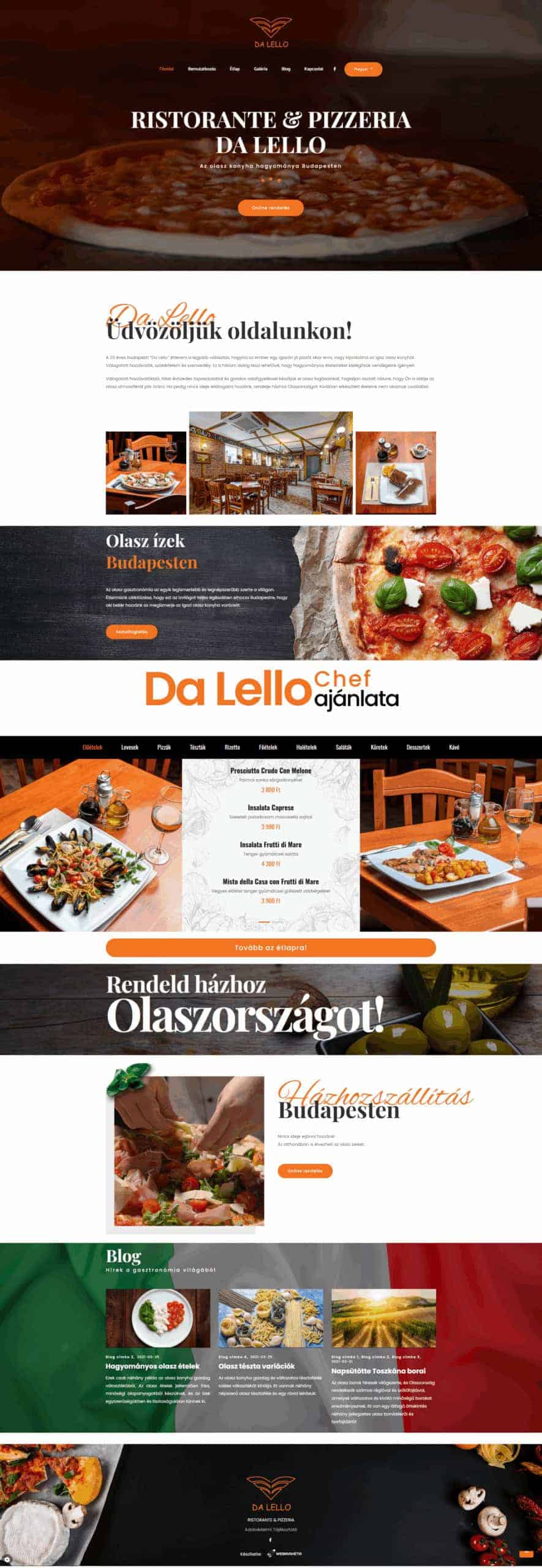 Da Lello pizzéria, éttermi weboldal referencia