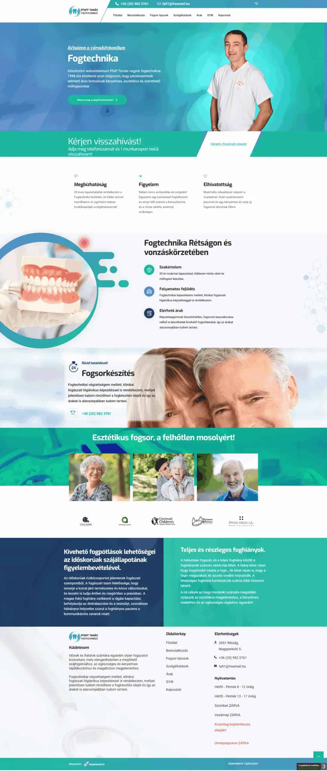 Pfaff Tamás, Fogtechnikai honlap referencia