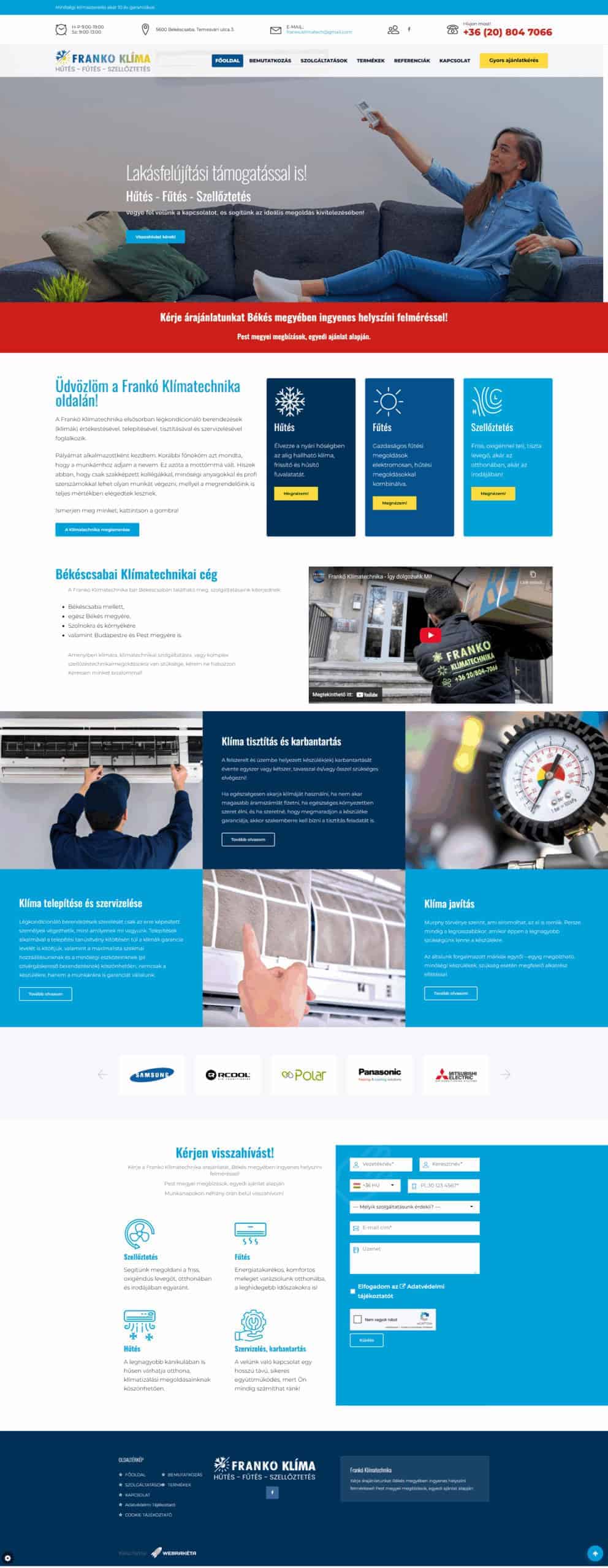 Frankó Klíma Kft Weblap referencia