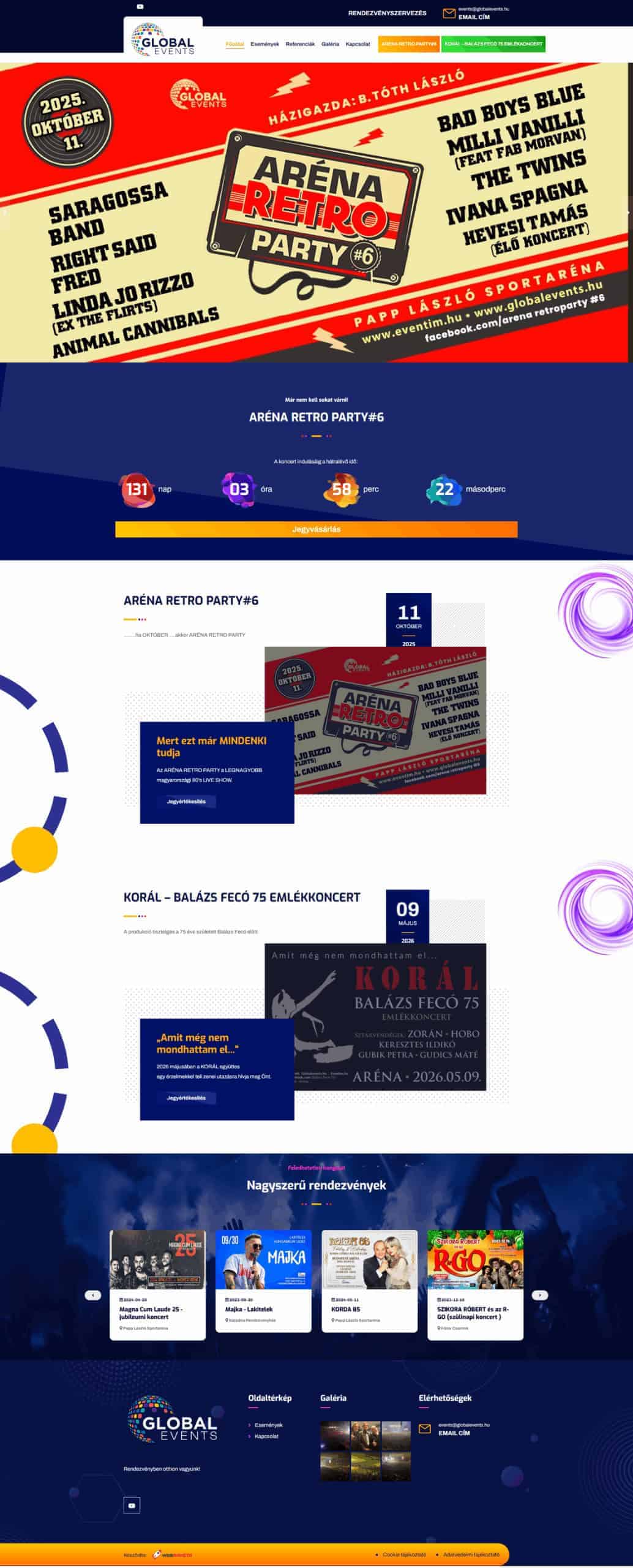 Globál Events Kft. Rendezvényszervezői weboldal referencia