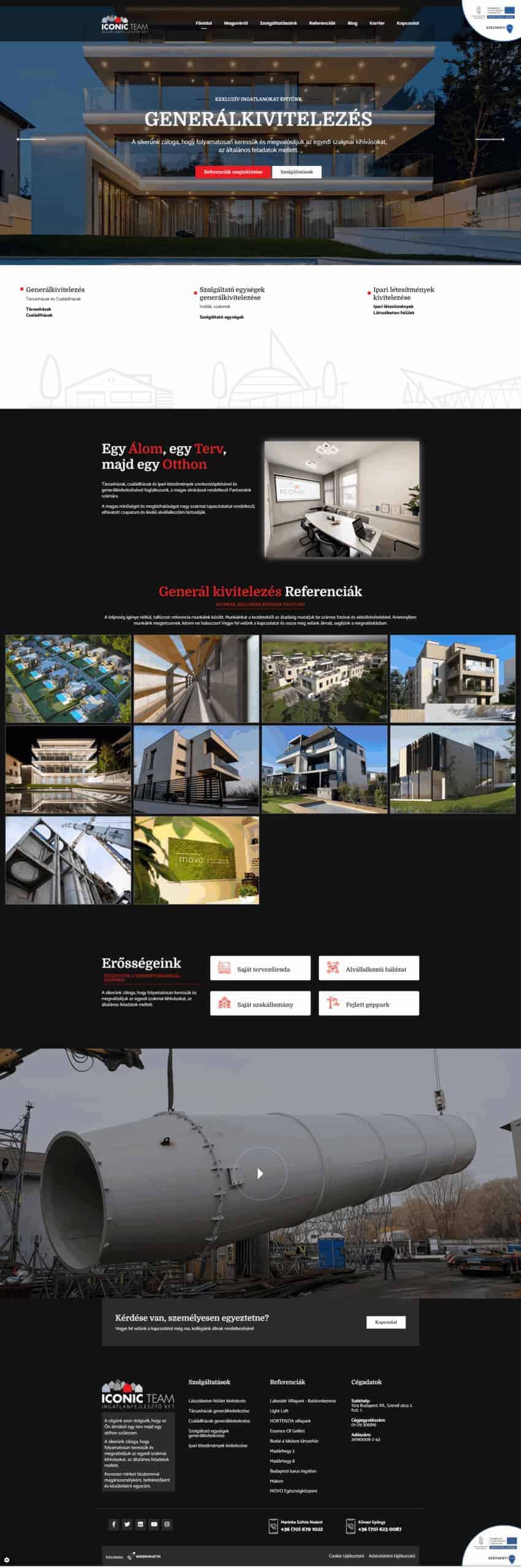 Iconic Team Kft. Ingatlanfejlesztői weboldal referencia