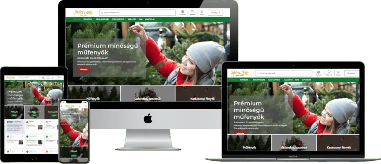 Műfenyo.net webáruház, reszponzív nézete