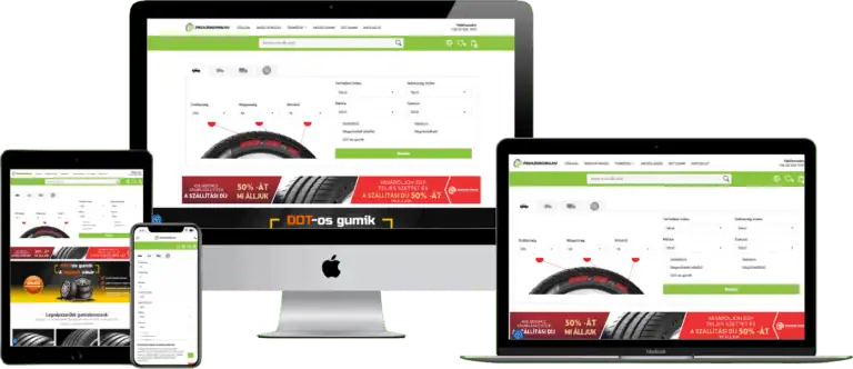 Pegazusgumi webáruház, reszponzív nézete