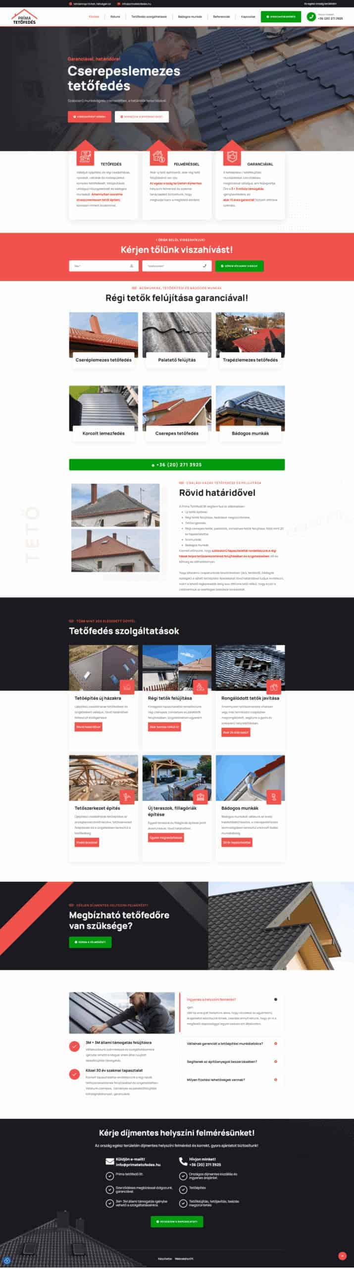 Príma Tetőfedő Bt. Honlap referencia