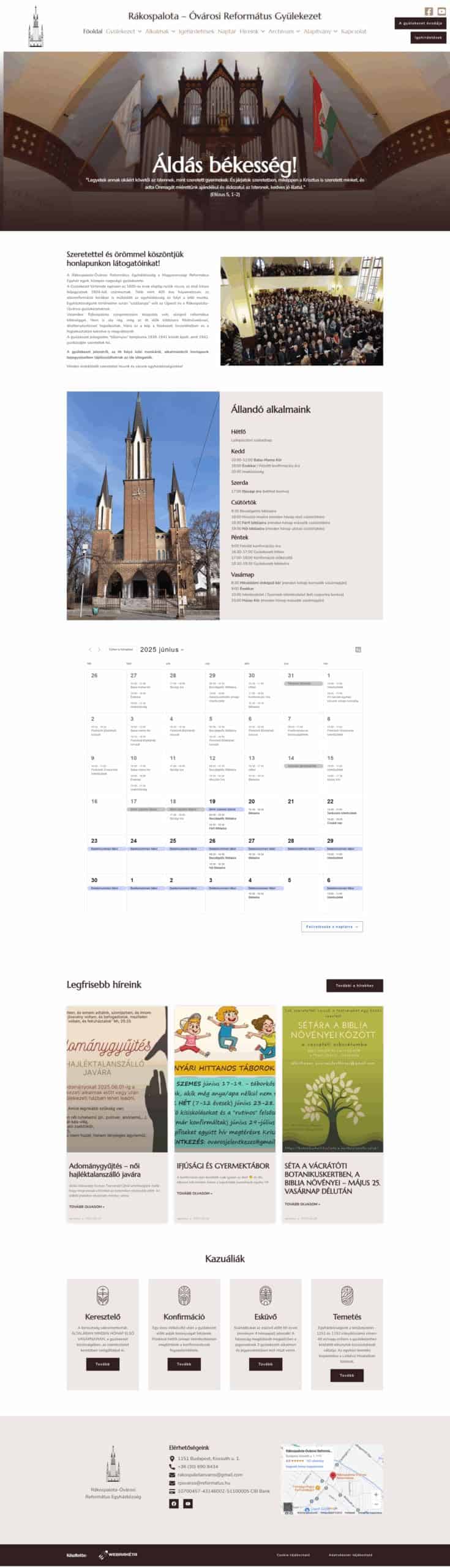 Rákospalota-Óvárosi Református Egyházközség Weboldal referencia