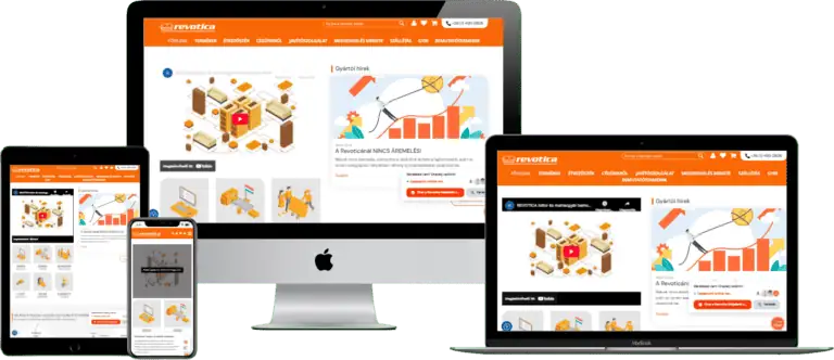 Revotica webáruház, reszponzív nézete