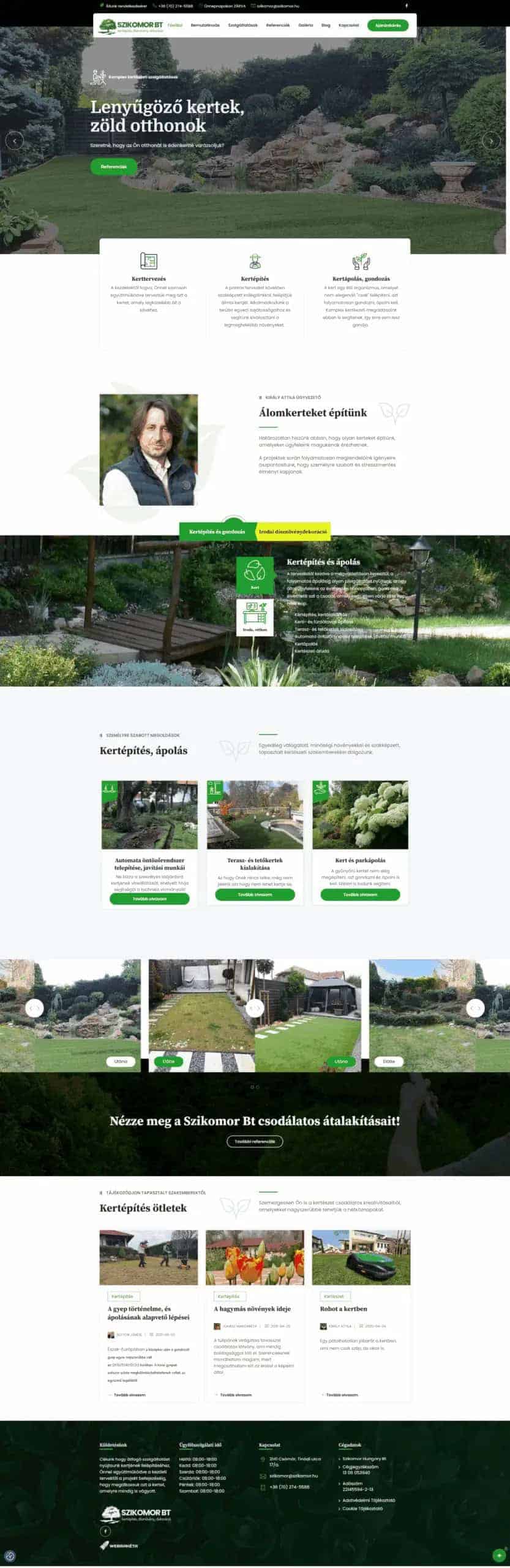 Szikomor Kft. Kertészeti weboldal referencia