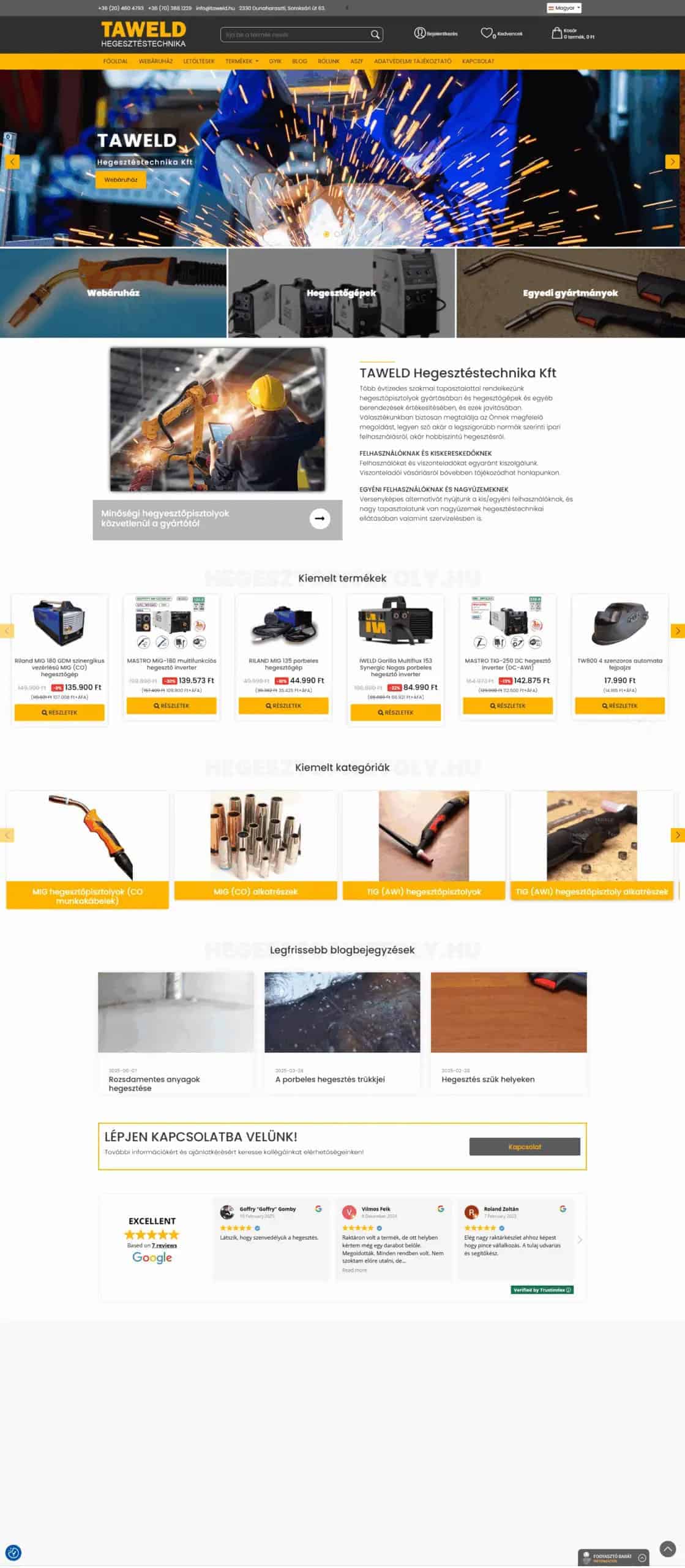 Taweld Kft Webáruház referencia