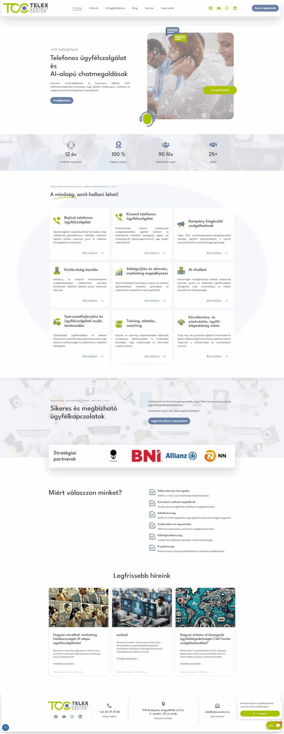 Telex Center weboldal referencia