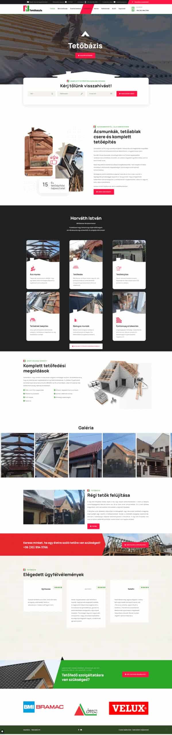 Tetőbázis weboldal referencia