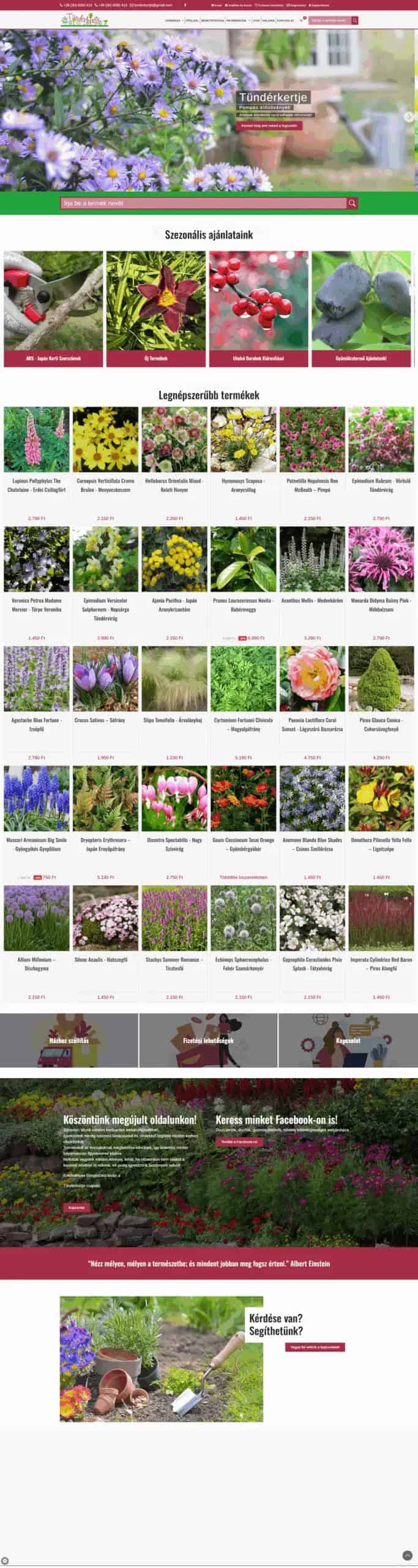 Tündérkertje Bt. Webáruház referencia
