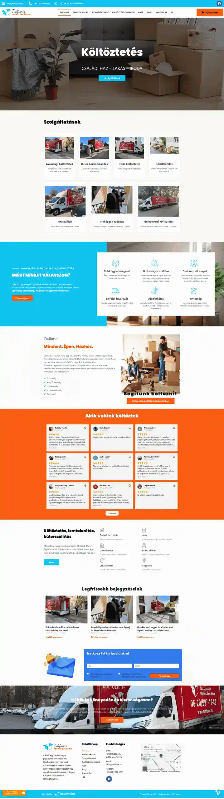 Tuti Fuvar Kft. Költöztető cég honlapja.