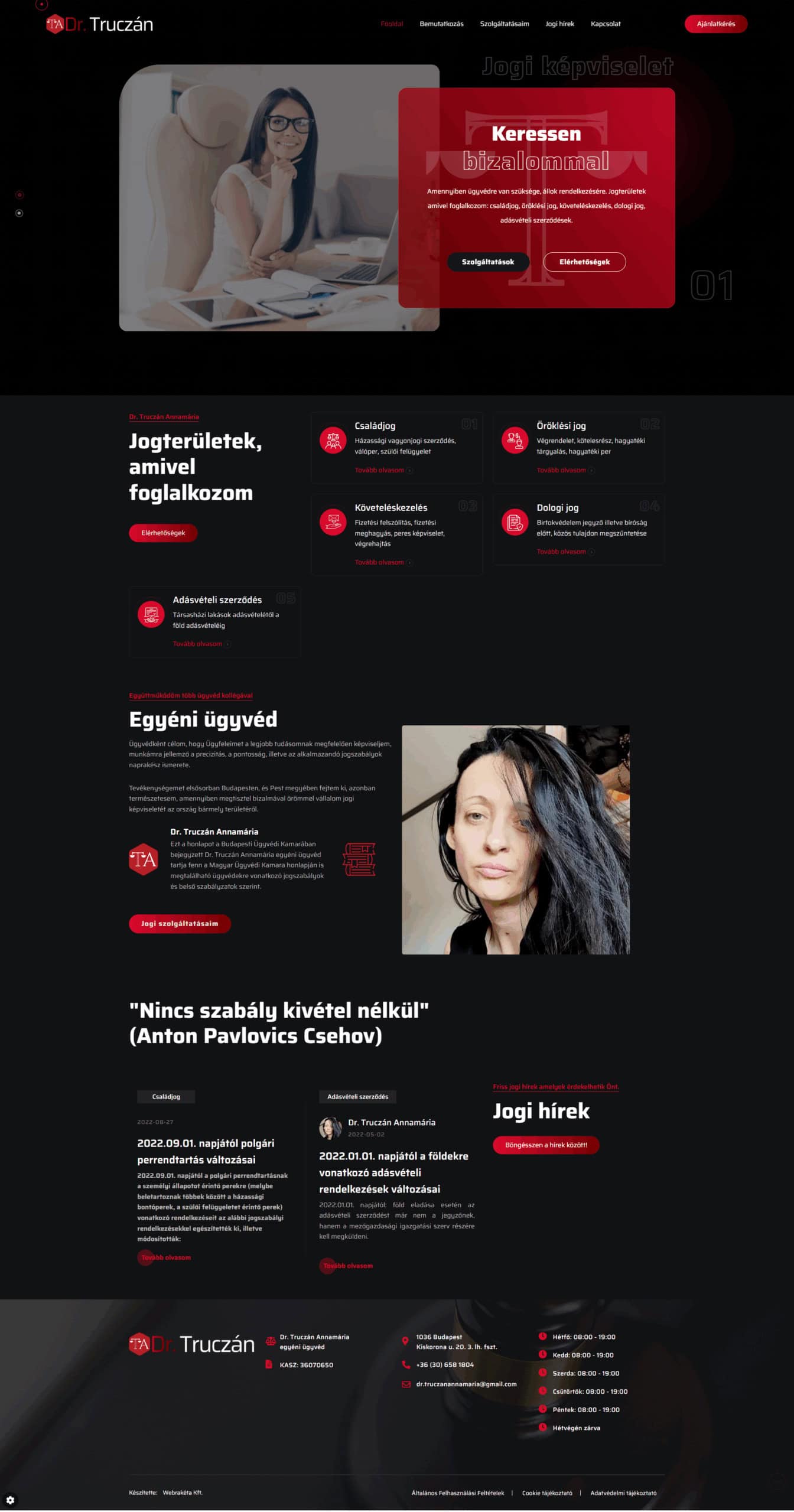 Dr. Truczán Annamária, ügyvédi weblap referencia