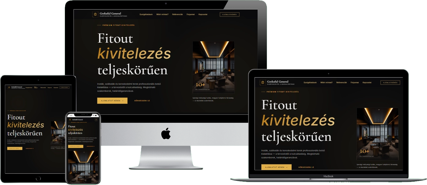 Grekaful General weboldal – reszponzív nézet (asztali, tablet és mobil)