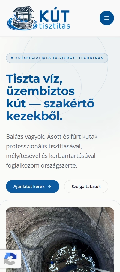 Kúttisztítás.com mobil nézet