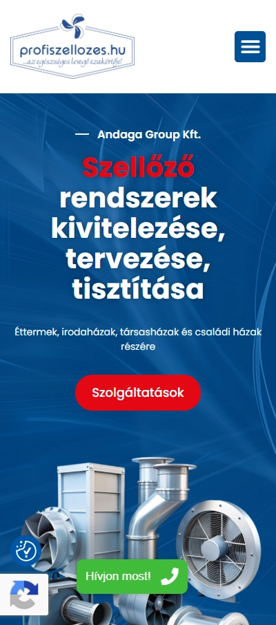 Profiszellőzés – Andaga Group Kft. mobil nézet