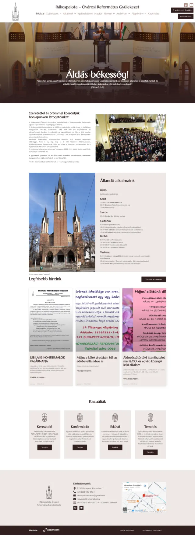 Rákospalota-Óvárosi Református Gyülekezet weboldal