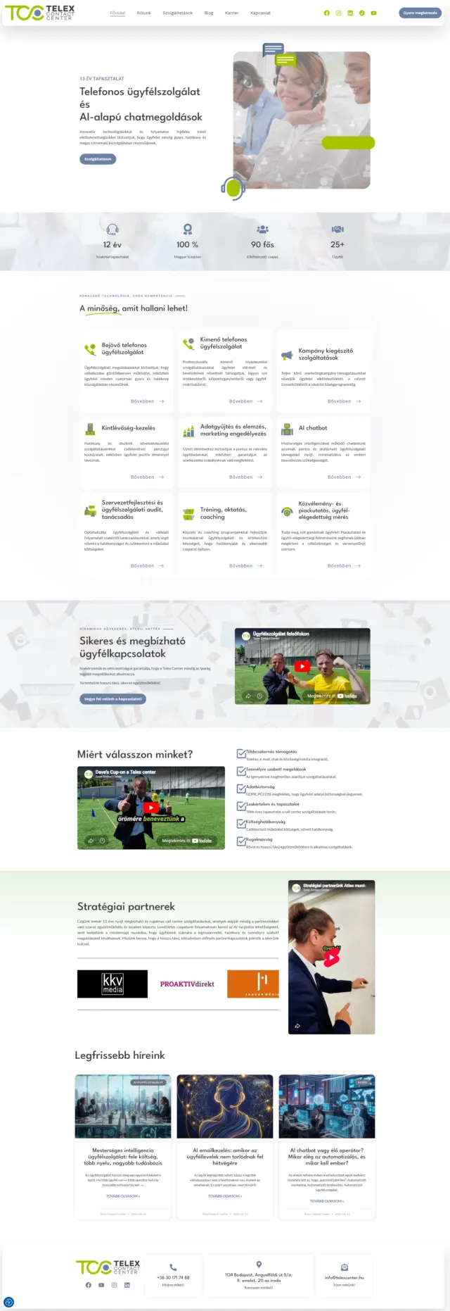Telex Contact Center weboldal