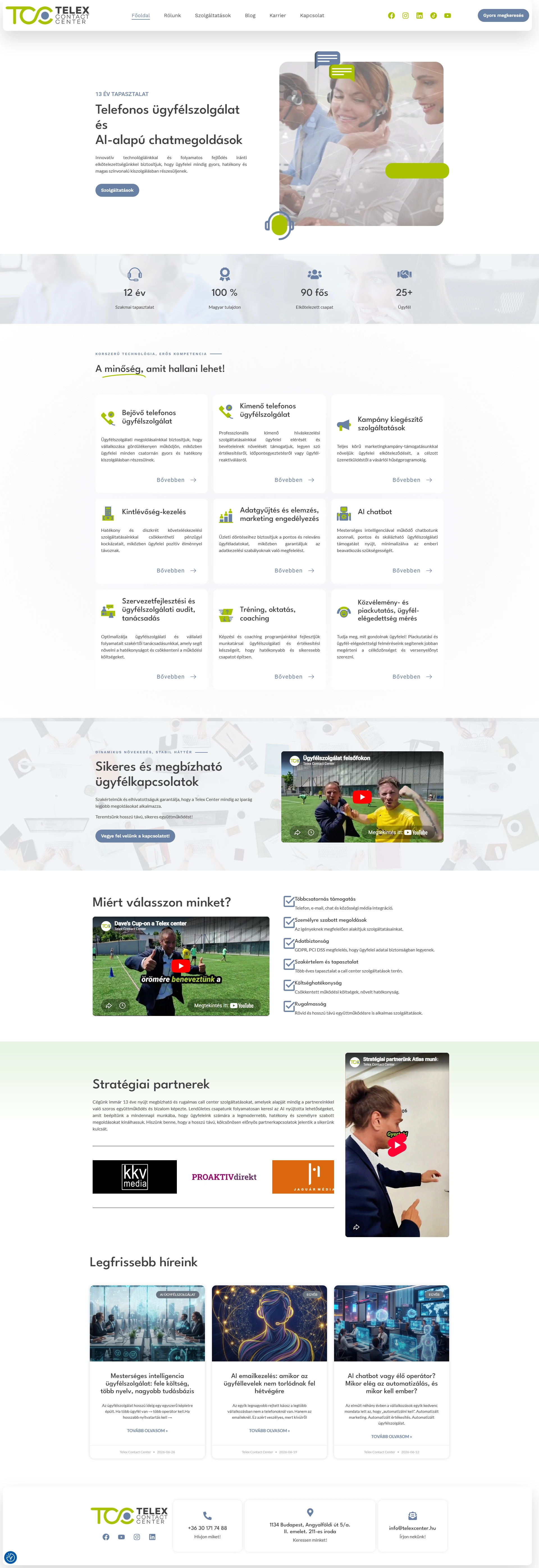 Telex Contact Center website