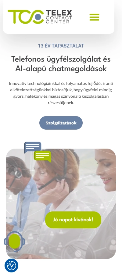 Telex Contact Center mobil nézet